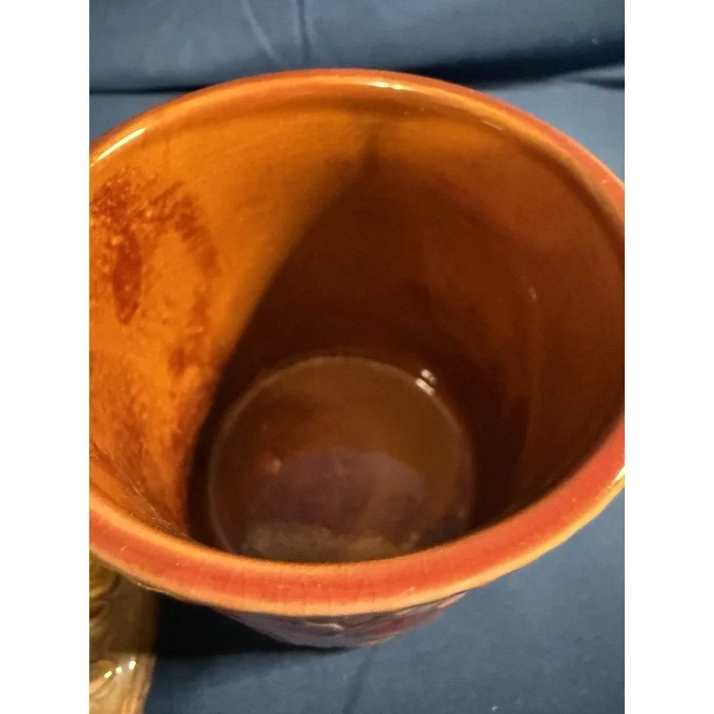 Ceramic Crock/Container  w/ Lid Fall Theme Thanksgiving Decor